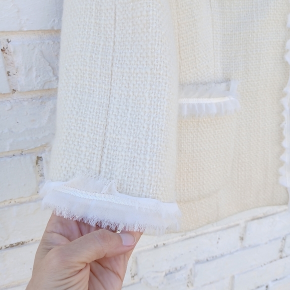 Talbots Wool Tweed Ivory Blazer Size 12 - Picture 2 of 7